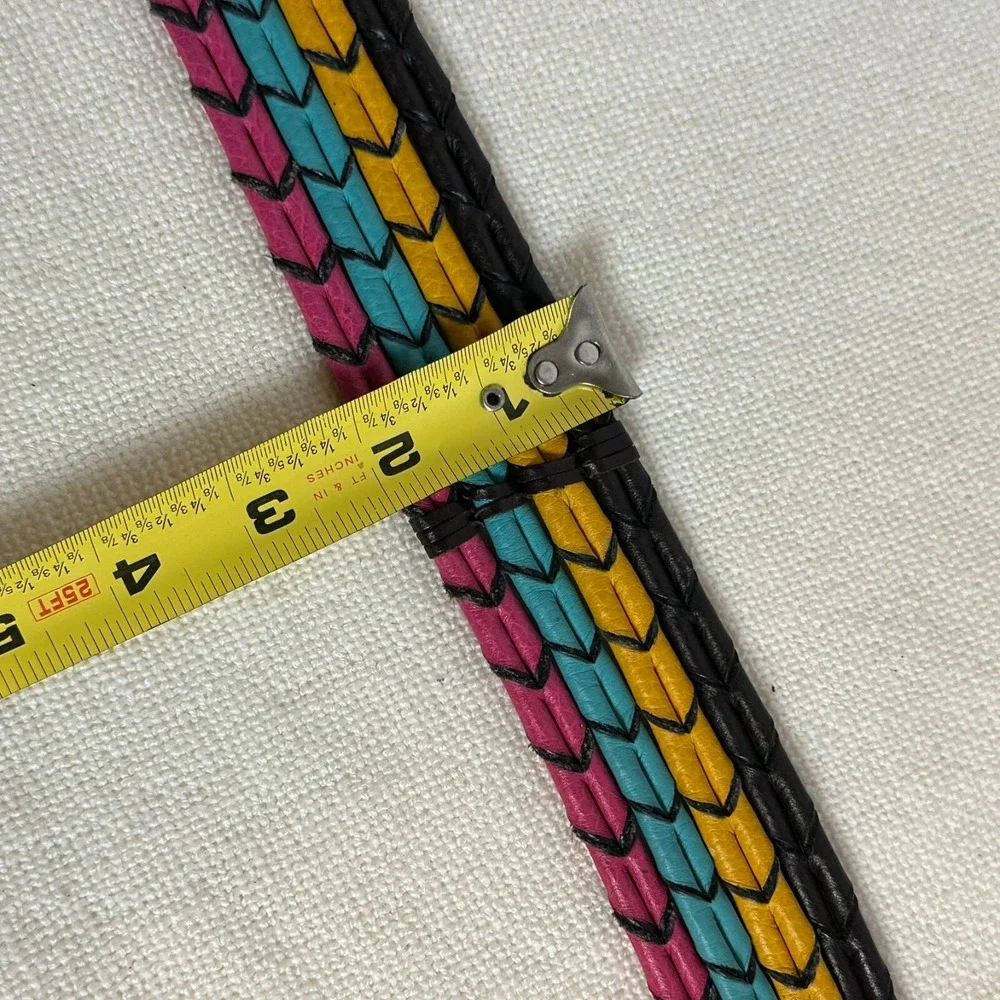 VTG Brighton Leather Belt Womens 34 Multicolor Ropes Boho‎ Western 20638